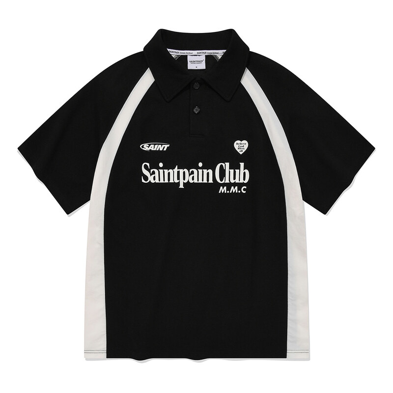 SP 하트 리그 라인 카라 티셔츠-블랙