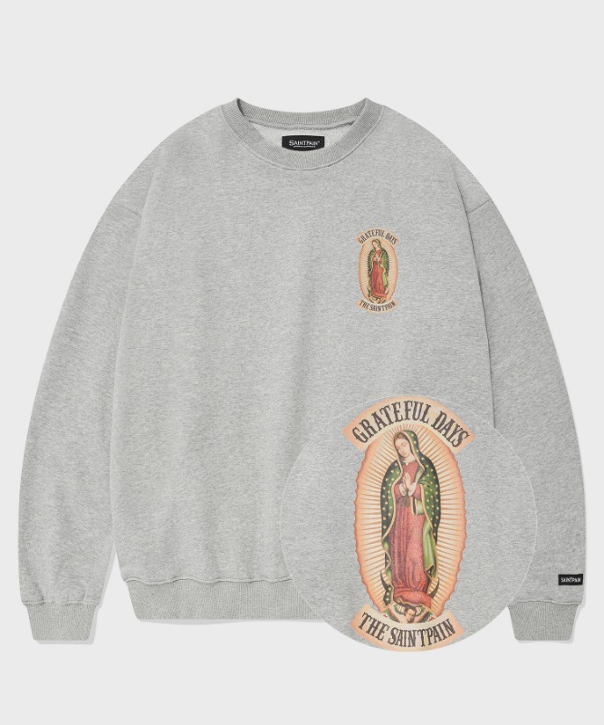SP OUR LADY OF GUADALUPE CREW NECK-MELANGE GRAY