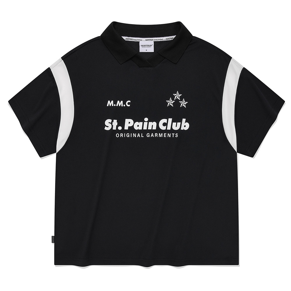 SP M.M.C 엠블럼 바시티 카라 티셔츠-블랙